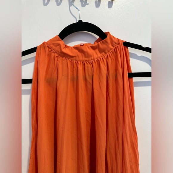 TOME Collective Orange Pleated Dress Size Small - Picture 4 of 7
